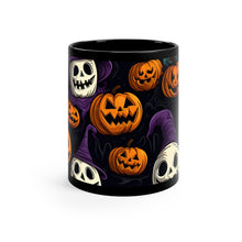 DistinctInk Black Coffee Mug - "Halloween Haunts and Pumpkin Pals" for Halloween