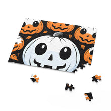 DistinctInk Jigsaw Puzzle with Ghost Skeleton Cartoon Pumpkin Design for Halloween