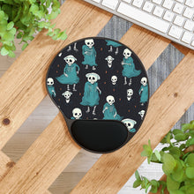 DistinctInk Mouse Pad with Wrist Rest  with Haunted Skeleton Crew Design for Halloween
