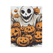 DistinctInk Garden & House Banner / Flag with Ghostly Skeleton and Pumpkins Design for Halloween
