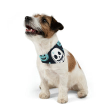 DistinctInk Adjustable Pet Banana Collar with Skele-Ghostly Pumpkin Patch Design for Halloween