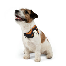 DistinctInk Adjustable Pet Banana Collar with Ghastly Skeleton Pumpkin Party Design for Halloween
