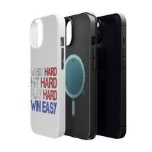 DistinctInk ToughCase for Apple iPhone, Compatible with MagSafe Charging - Work Hard Hit Hard Play Hard Win Easy