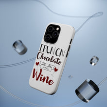 DistinctInk ToughCase for Apple iPhone, Compatible with MagSafe Charging - I Run on Chocolate and Wine