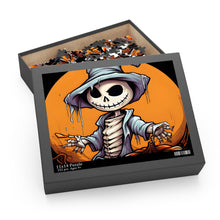 DistinctInk Jigsaw Puzzle with Haunted Jack-O'-Skeleton Design for Halloween
