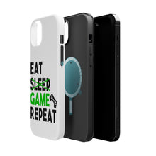 DistinctInk ToughCase for Apple iPhone, Compatible with MagSafe Charging - Eat Game Repeat - Video Games Gamer