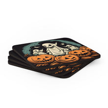 DistinctInk (Set of 4) Corkwood Coasters with Spooky Skeleton PumpkinsDesign for Halloween
