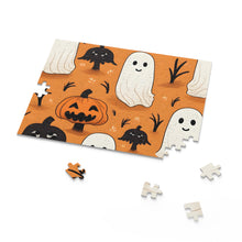 DistinctInk Jigsaw Puzzle with Ghost Skeleton Pumpkin Cartoons Design for Halloween
