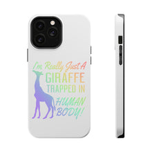 DistinctInk ToughCase for Apple iPhone, Compatible with MagSafe Charging - Just a Giraffe Trapped in a Human Body