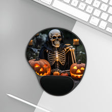 DistinctInk Mouse Pad with Wrist Rest  with Skellington's Spooky Soiree Design for Halloween