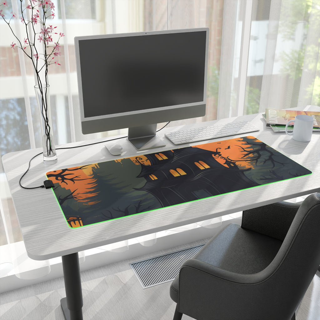 LED Gaming Mouse Pad with Spooky Trick or Treating Design for Halloween, view 28