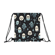 DistinctInk Drawstring Bag / Backpack with Ghastly Skeletal Shadows Design for Halloween
