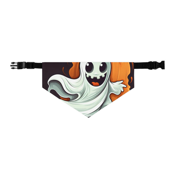 DistinctInk Adjustable Pet Banana Collar with Silly Specter Sprites Design for Halloween