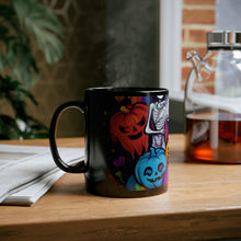 DistinctInk Black Coffee Mug - Exploring Inner Knowledge for Halloween LGBTQ+ Pride