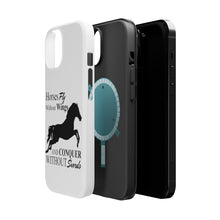 DistinctInk ToughCase for Apple iPhone, Compatible with MagSafe Charging - Horses Fly Without Wings