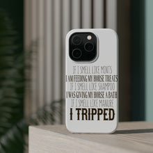 DistinctInk ToughCase for Apple iPhone, Compatible with MagSafe Charging - Smell Like Horse Treats, Shampoo, Manure
