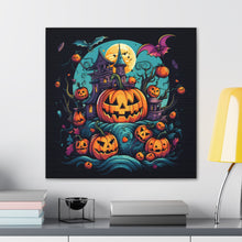 DistinctInk Canvas Wall Art with Trick or Treat Parade for Halloween