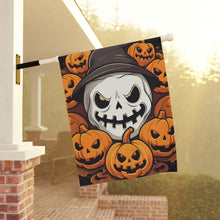 DistinctInk Garden & House Banner Flag with Spooky Skeleton Pumpkin Patch Design for Halloween