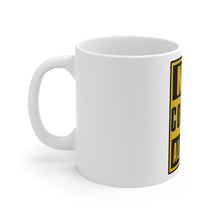 DistinctInk Glossy White Coffee / Tea Mug - May Contain Alcohol Warning Sign