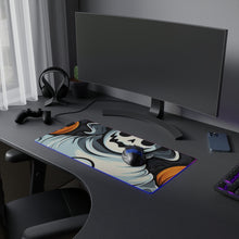 DistinctInk LED Gaming Mouse Pad with Spooky Skeletal Pumpkin Patch Design for Halloween