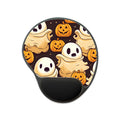 Mouse Pad with Wrist Rest with Ghost Skeleton Pumpkin Pattern Design for Halloween