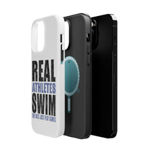 DistinctInk ToughCase for Apple iPhone, Compatible with MagSafe Charging - Real Athletes Swim Rest Play Games