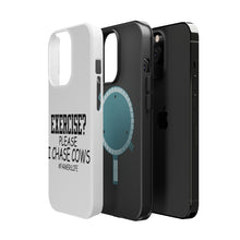 DistinctInk ToughCase for Apple iPhone, Compatible with MagSafe Charging - Exercise? Please I Chase Cows
