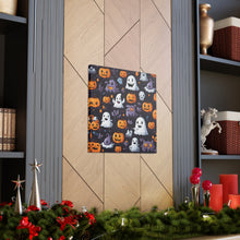 DistinctInk Canvas Wall Art with Spooky Bat-o-lanterns for Halloween