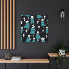 DistinctInk Canvas Wall Art with Haunted Skeleton Crew for Halloween