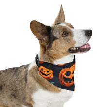 DistinctInk Adjustable Pet Banana Collar with Nightly Fright of Bats and Ghouls Design for Halloween
