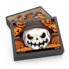 DistinctInk Jigsaw Puzzle with Spooky Skeleton Pumpkin Patch Design for Halloween