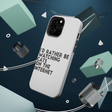 DistinctInk ToughCase for Apple iPhone, Compatible with MagSafe Charging - Rather Be Watch Cats On The Internet