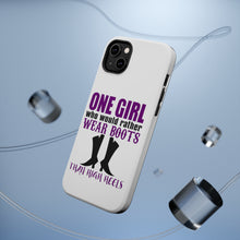 DistinctInk ToughCase for Apple iPhone, Compatible with MagSafe Charging - One Girl Who Would Rather Wear Boots Than Heels