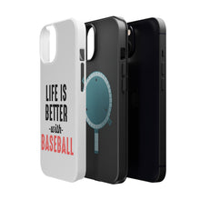 DistinctInk ToughCase for Apple iPhone, Compatible with MagSafe Charging - Life is Better with Baseball