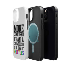 DistinctInk ToughCase for Apple iPhone, Compatible with MagSafe Charging - More Confused than Chameleon in Skittles