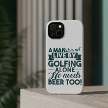 DistinctInk ToughCase for Apple iPhone, Compatible with MagSafe Charging - Live By Golfing Alone Need Beer Too