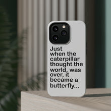 DistinctInk ToughCase for Apple iPhone, Compatible with MagSafe Charging - Caterpillar Though World Was Over Butterfly