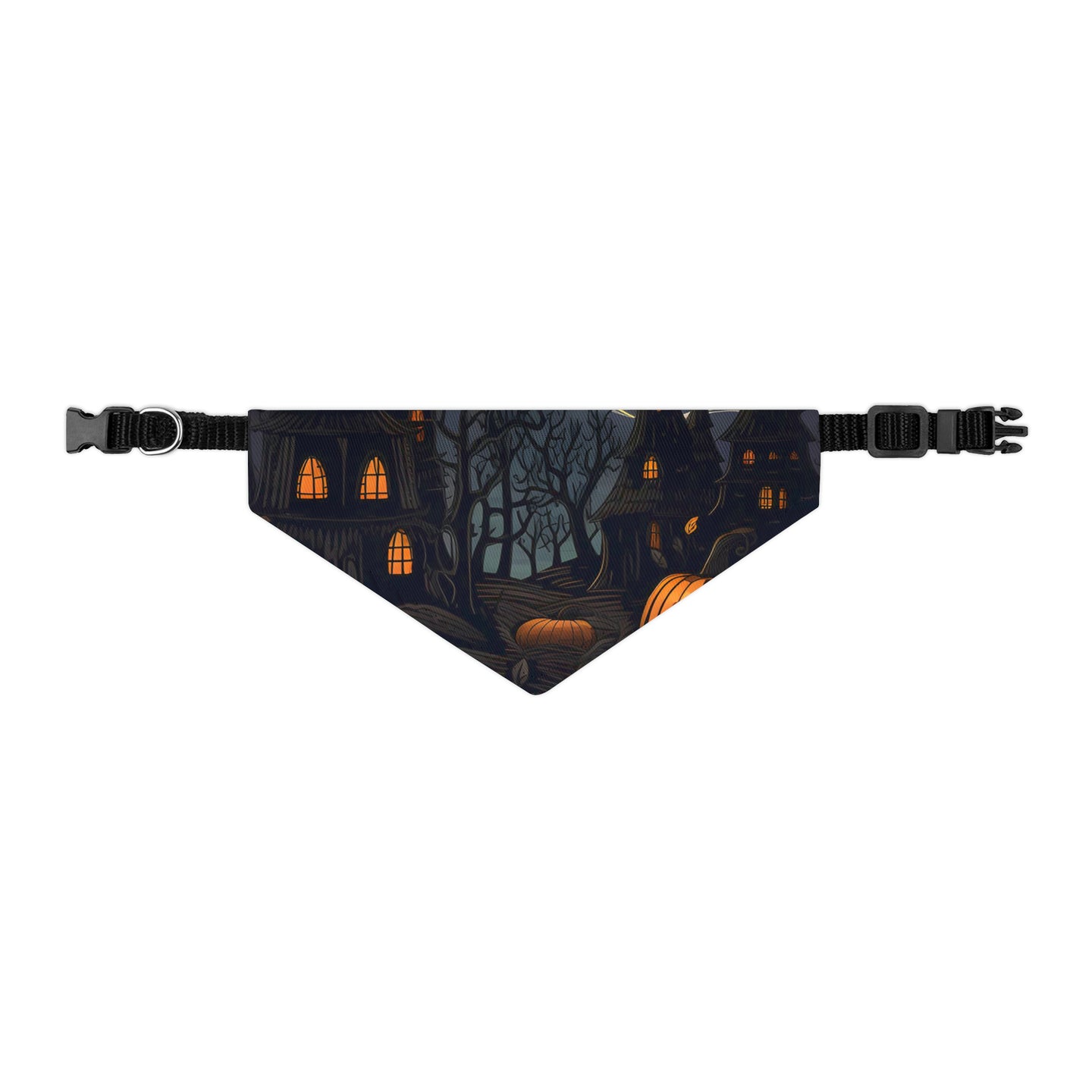 DistinctInk Adjustable Pet Banana Collar with Spooky All Hallows' Eve Design for Halloween