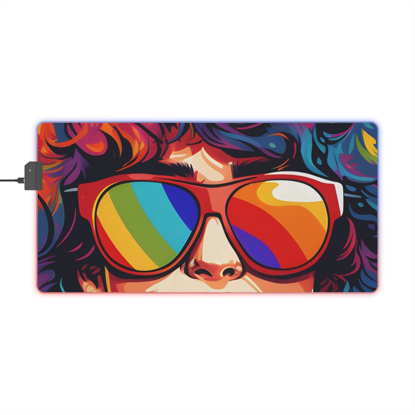 DistinctInk LED Gaming Mouse Pad with Start Building Your Dreams Design for LGBTQ+ Pride