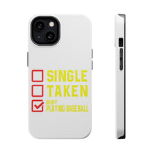 DistinctInk ToughCase for Apple iPhone, Compatible with MagSafe Charging - Single Taken Busy Playing Baseball