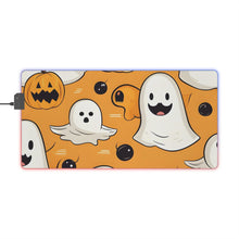 DistinctInk LED Gaming Mouse Pad with Ghoulish Bats and Pumpkins Design for Halloween