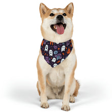 DistinctInk Adjustable Pet Banana Collar with Skeletal Ghostly Pumpkins Design for Halloween
