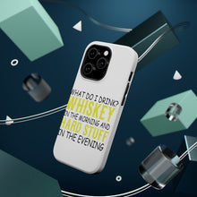 DistinctInk ToughCase for Apple iPhone, Compatible with MagSafe Charging - Whiskey in the Morning, Hard Stuff Evening