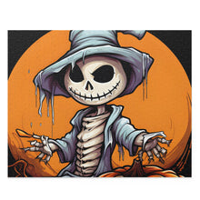 DistinctInk Jigsaw Puzzle with Haunted Jack-O'-Skeleton Design for Halloween