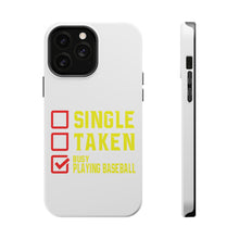 DistinctInk ToughCase for Apple iPhone, Compatible with MagSafe Charging - Single Taken Busy Playing Baseball