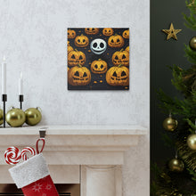 DistinctInk Canvas Wall Art with Ghastly Skeleton Pumpkins for Halloween