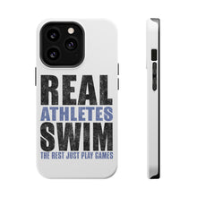 DistinctInk ToughCase for Apple iPhone, Compatible with MagSafe Charging - Real Athletes Swim Rest Play Games