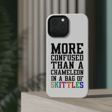 DistinctInk ToughCase for Apple iPhone, Compatible with MagSafe Charging - More Confused than Chameleon in Skittles
