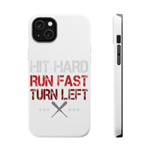 DistinctInk ToughCase for Apple iPhone, Compatible with MagSafe Charging - Hit Hard Run Fast Turn Left Baseball
