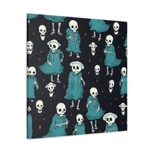 DistinctInk Canvas Wall Art with Haunted Skeleton Crew for Halloween